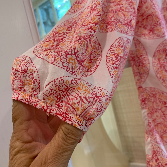 Calypso St. Barth Target Printed Silk Popover Top - Picture 4 of 6